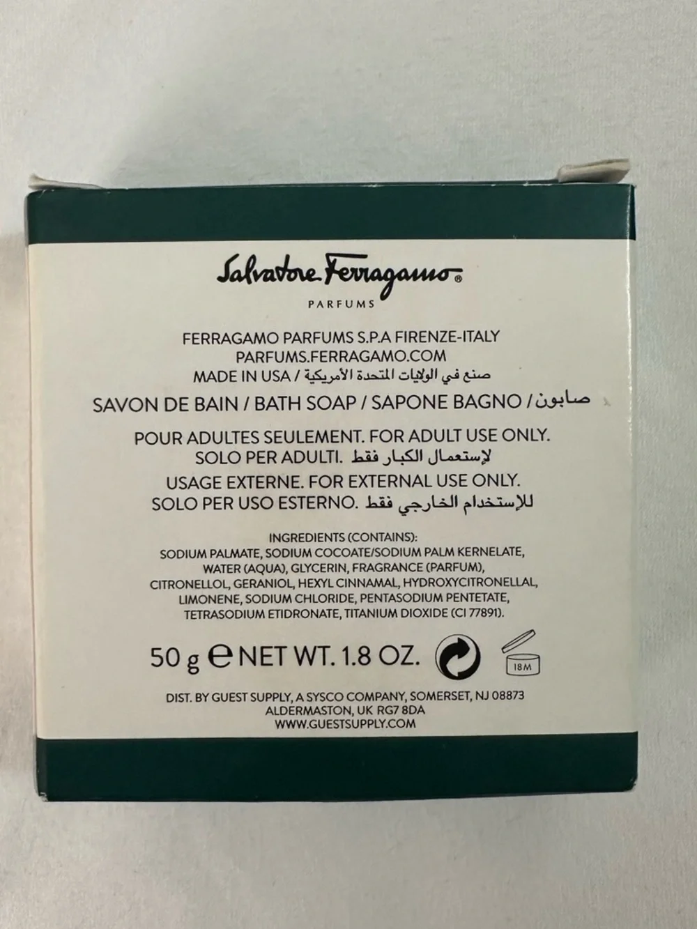 Salvatore Ferragamo Tuscan Soul Convivio Bar Soap 1.8oz & 1.18oz Body Cream